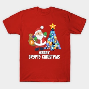 Crypto Christmas Santa Claus and crypto xmas tree T-Shirt